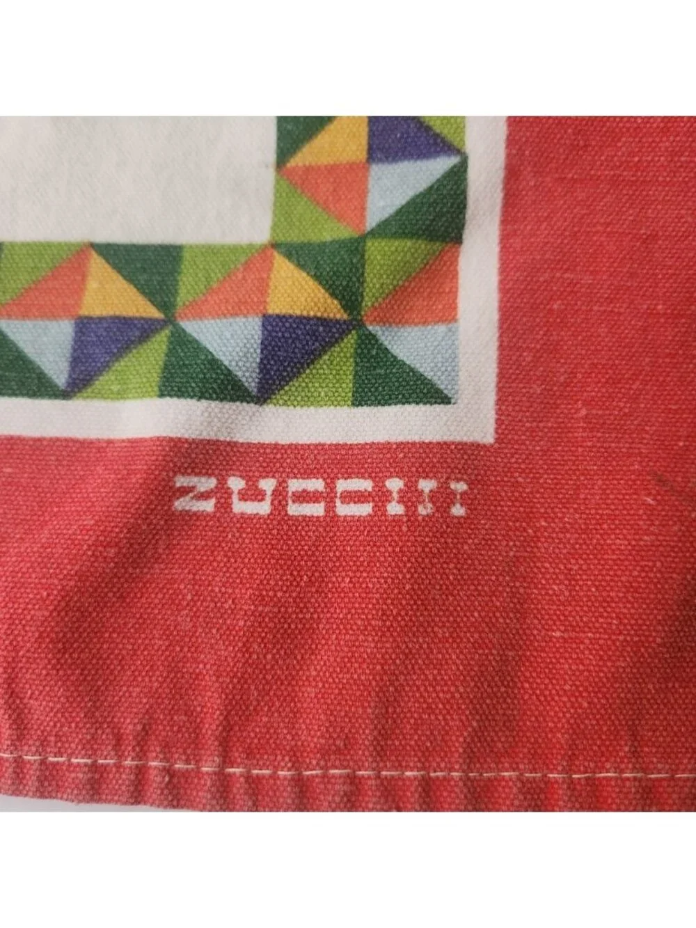 70s Vintage Zucchi Italy Risotto Primavera Cotton Tea Towel Red Recipe Kitchen